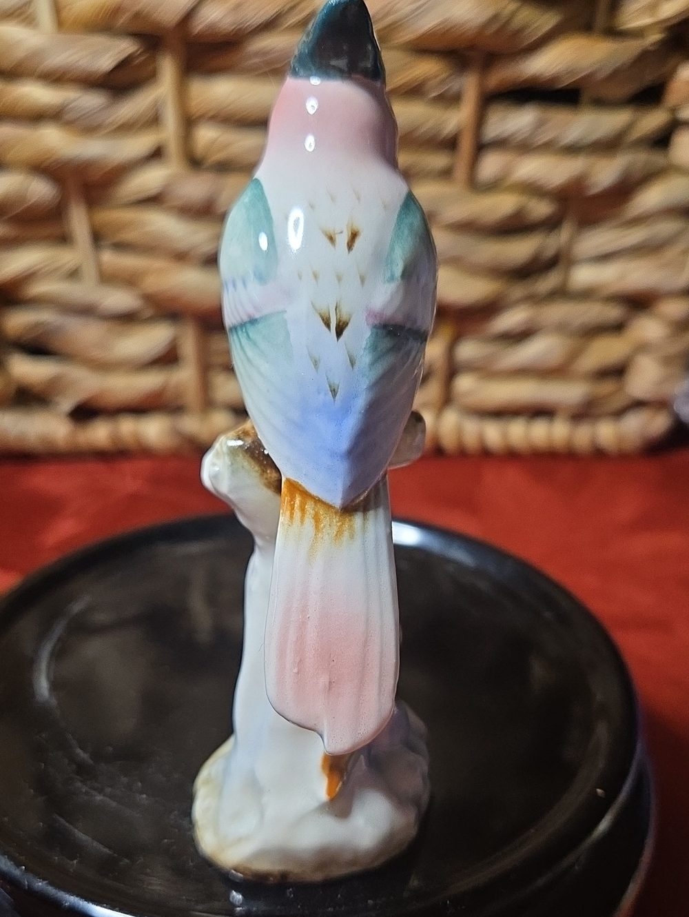 Vintage Japan Ceramic Bird Figurine in Pink and Teal - Picture 5 of 5